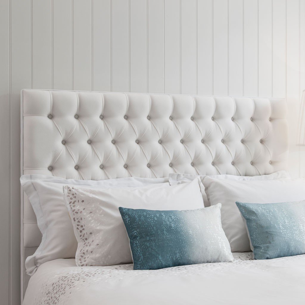 White deals cushion headboard